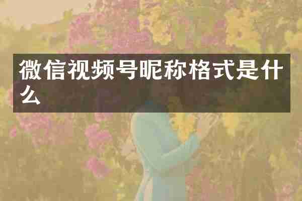 微信视频号昵称格式是什么