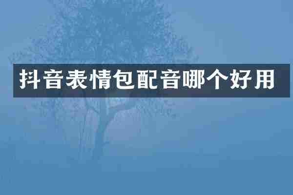 抖音表情包配音哪个好用
