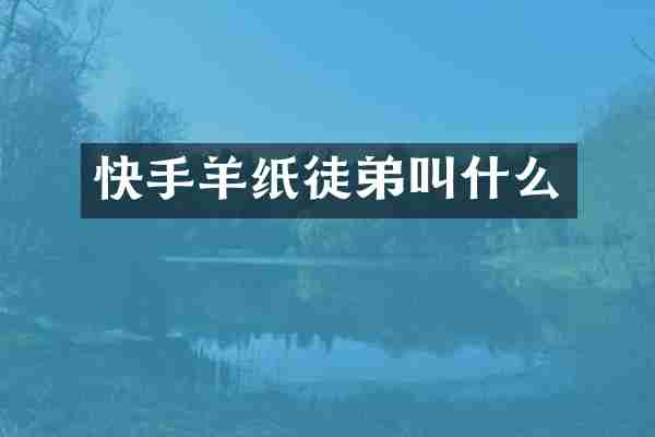 快手羊纸徒弟叫什么