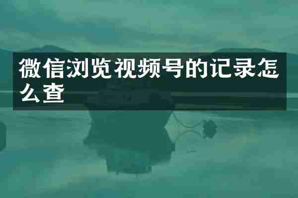微信浏览视频号的记录怎么查