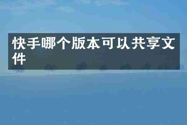 快手哪个版本可以共享文件