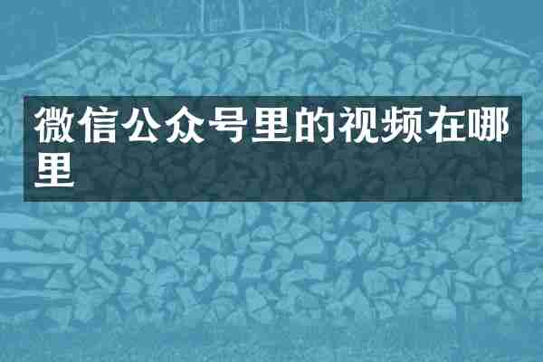 微信公众号里的视频在哪里