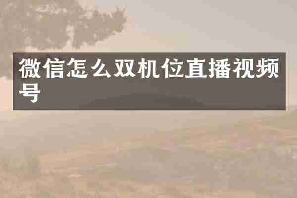 微信怎么双机位直播视频号