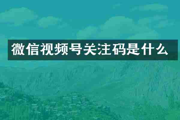 微信视频号关注码是什么