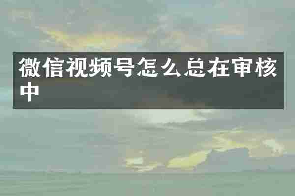 微信视频号怎么总在审核中