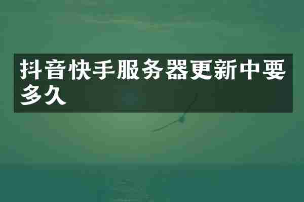 抖音快手服务器更新中要多久