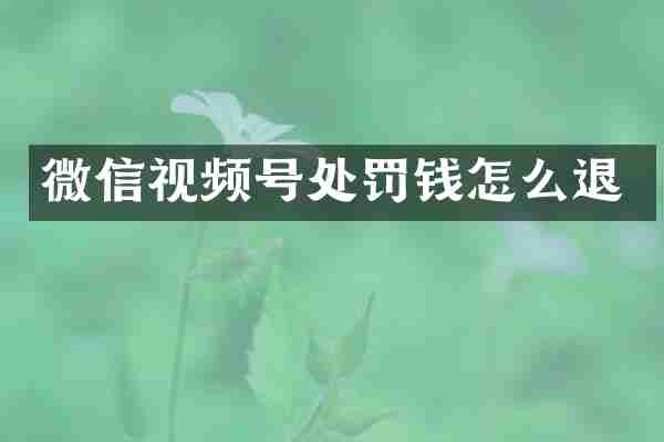 微信视频号处罚钱怎么退