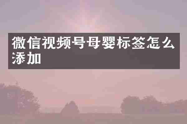 微信视频号母婴标签怎么添加