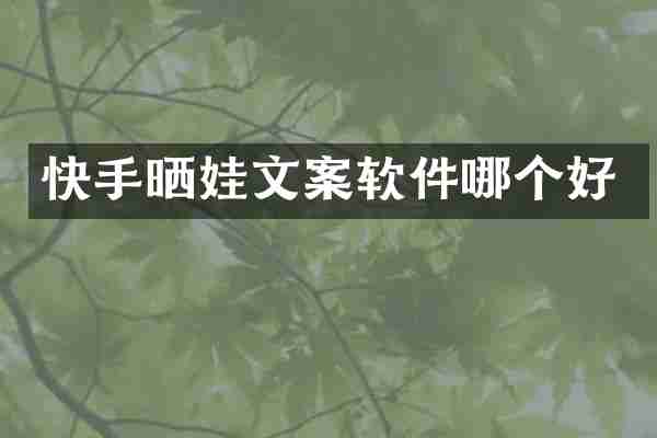 快手晒娃文案软件哪个好