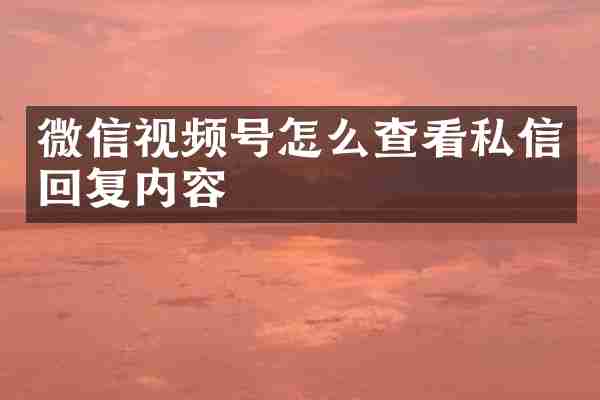 微信视频号怎么查看私信回复内容