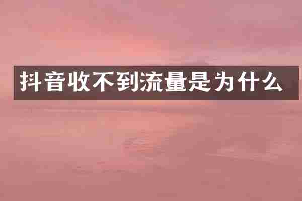 抖音收不到流量是为什么