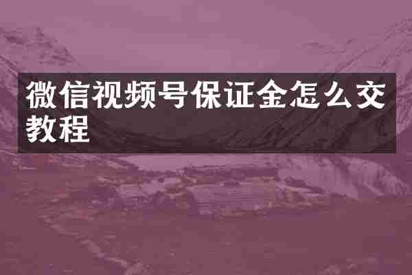 微信视频号保证金怎么交教程