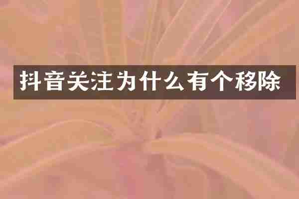 抖音关注为什么有个移除