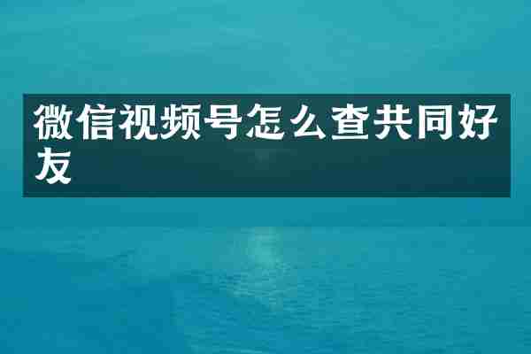 微信视频号怎么查共同好友