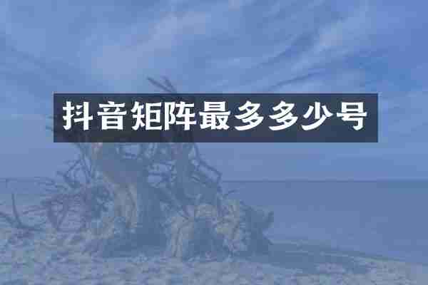 抖音矩阵最多多少号