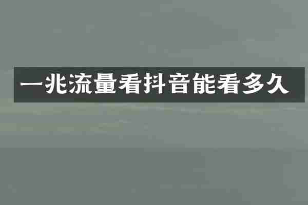 一兆流量看抖音能看多久