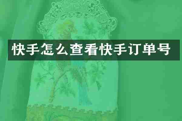 快手怎么查看快手订单号