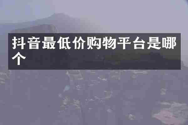 抖音最低价购物平台是哪个