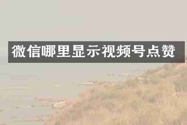微信哪里显示视频号点赞