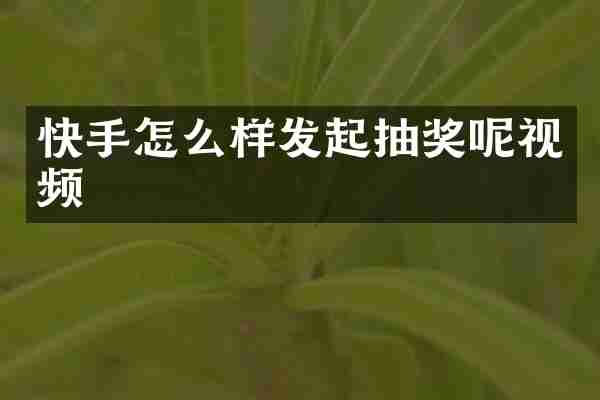 快手怎么样发起抽奖呢视频