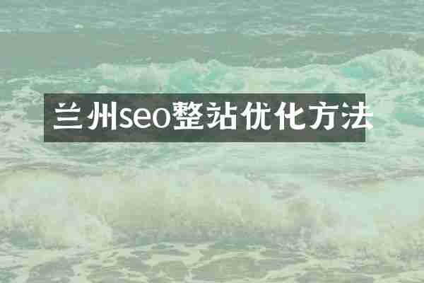 兰州seo整站优化方法