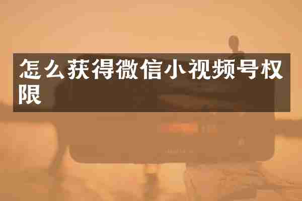 怎么获得微信小视频号权限