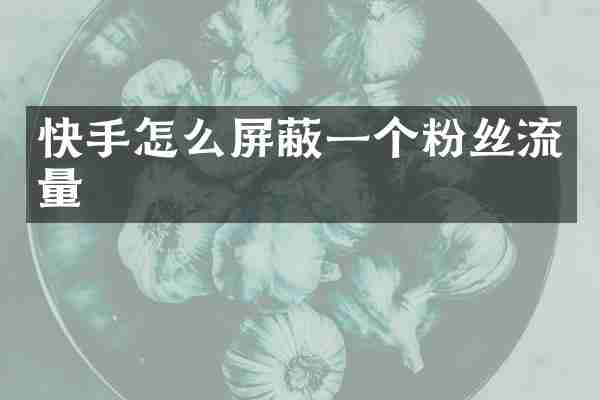 快手怎么屏蔽一个粉丝流量