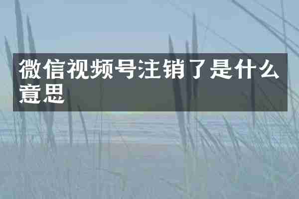 微信视频号注销了是什么意思