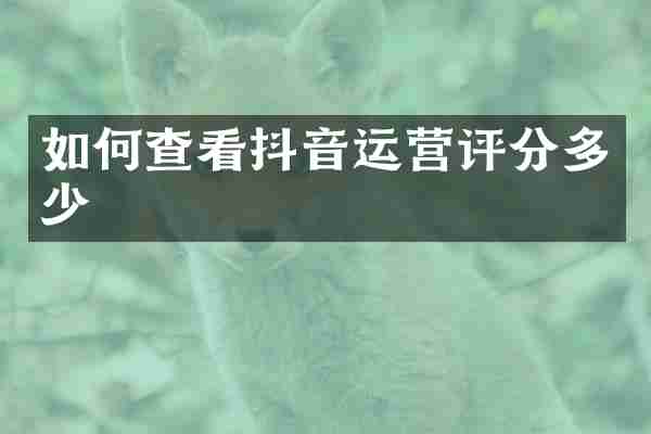 如何查看抖音运营评分多少