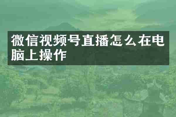 微信视频号直播怎么在电脑上操作