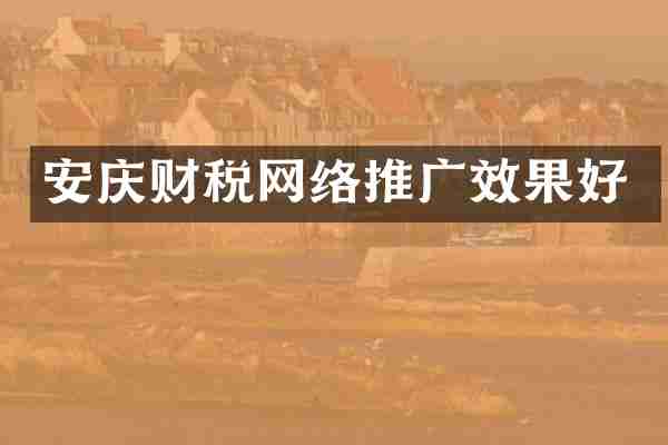 安庆财税网络推广效果好