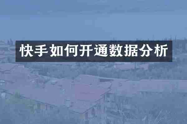 快手如何开通数据分析