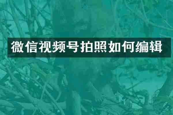 微信视频号拍照如何编辑