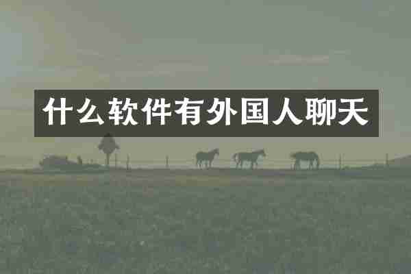 什么软件有外国人聊天