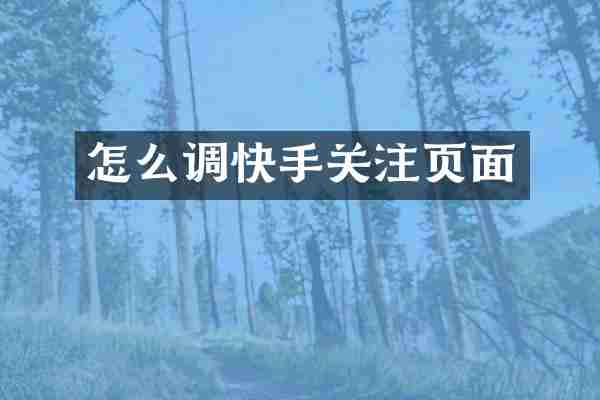 怎么调快手关注页面