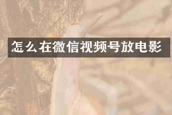 怎么在微信视频号放电影