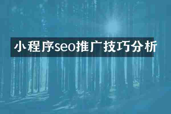 小程序seo推广技巧分析