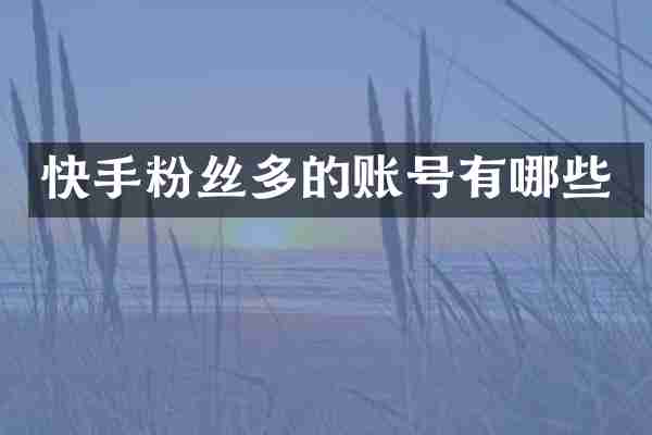 快手粉丝多的账号有哪些