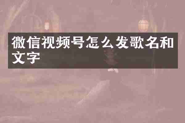 微信视频号怎么发歌名和文字