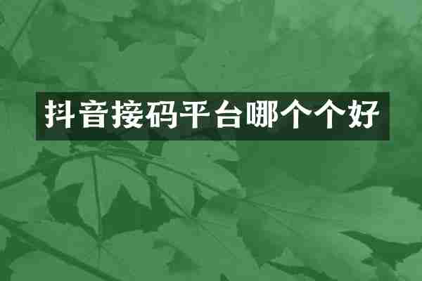 抖音接码平台哪个个好