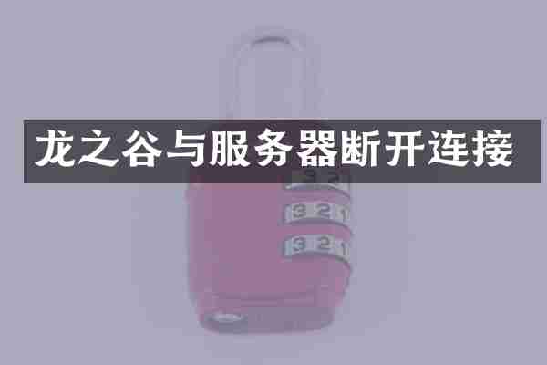 龙之谷与服务器断开连接