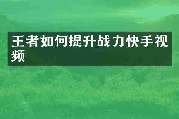 王者如何提升战力快手视频