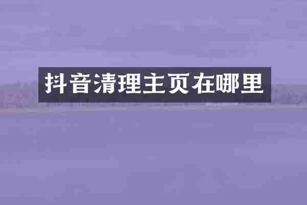 抖音清理主页在哪里