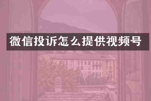 微信投诉怎么提供视频号