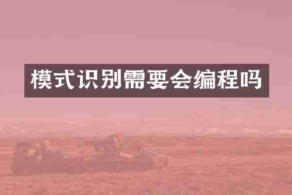 模式识别需要会编程吗
