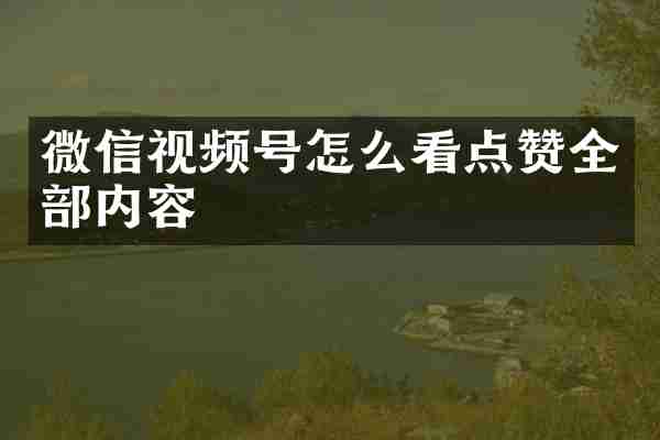 微信视频号怎么看点赞全部内容