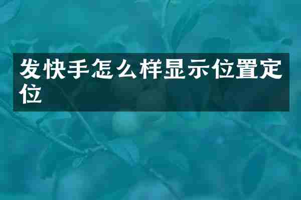 发快手怎么样显示位置定位