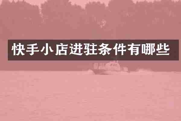 快手小店进驻条件有哪些