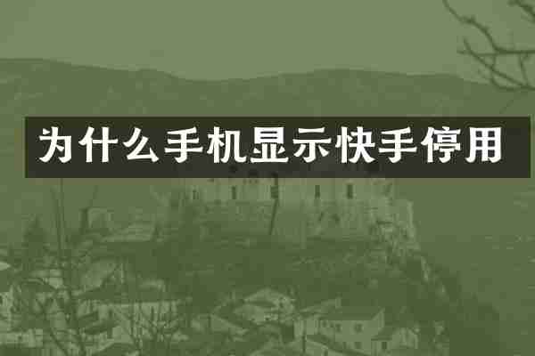 为什么手机显示快手停用