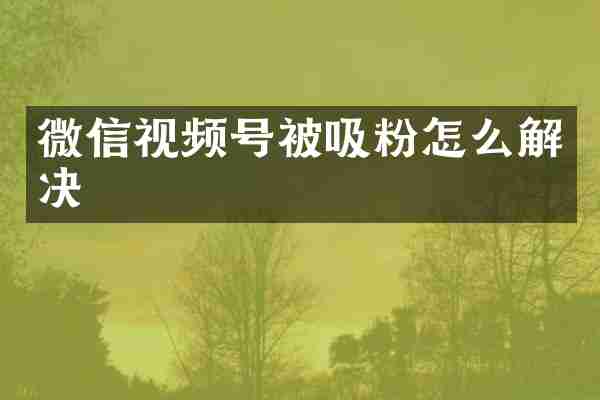 微信视频号被吸粉怎么解决